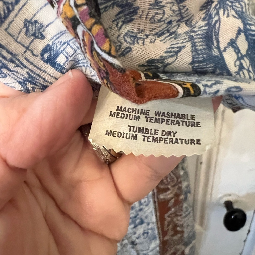 Vintage Pleetway Balloon Seat Pajama Brown Paisley Blue Toile Set Size C Large - Picture 8 of 8